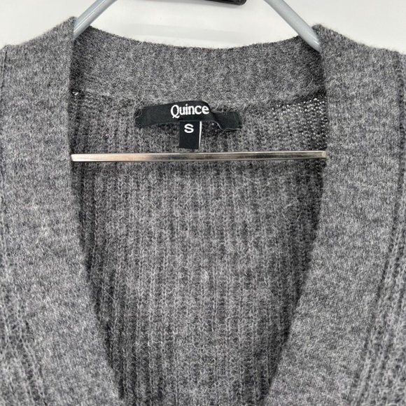 Quince Women's Charcoal Gray Baby Alpaca-Merino Wool Cropped Cardigan sz S NWT - Picture 2 of 6